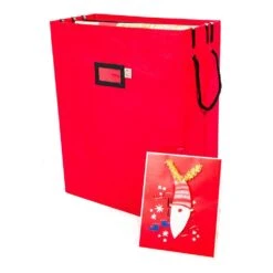 Red Gift Bag And Tissue Paper Storage Box With Gift Wrap Accessory Pockets -Northlight Shop santa s bags wrapping paper storage sb 10454 red rs 4f 1000