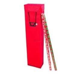 40 In. Tall Wrapping Paper Storage Box (Holds Up To 12 Rolls) With Gift Wrap Accessory Bin