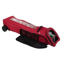 40 In. Tall Red Rolling Holiday Wrapping Paper Storage Bag With Gift Wrap Accessory Pocket -Northlight Shop santa s bags wrapping paper storage sb 40020 rs 44 1000