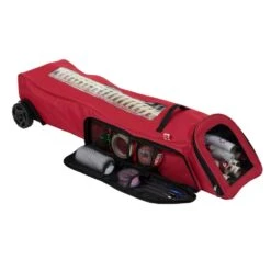 40 In. Tall Red Rolling Holiday Wrapping Paper Storage Bag With Gift Wrap Accessory Pocket