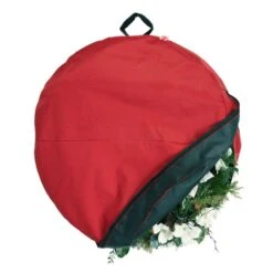 30 In. Artificial Christmas Wreath Storage Bag With Protective Direct Suspend Hanger