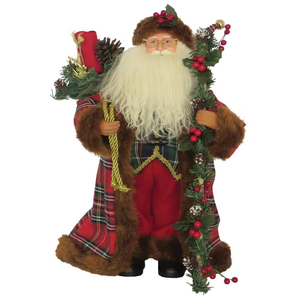 15 In. Christmas Plaid Santa 1 15 In. Christmas Plaid Santa