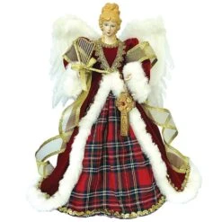 16 In. Red Plaid Angel Tree Topper
