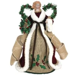 16 In. Country Poinsettia Angel Tree Topper
