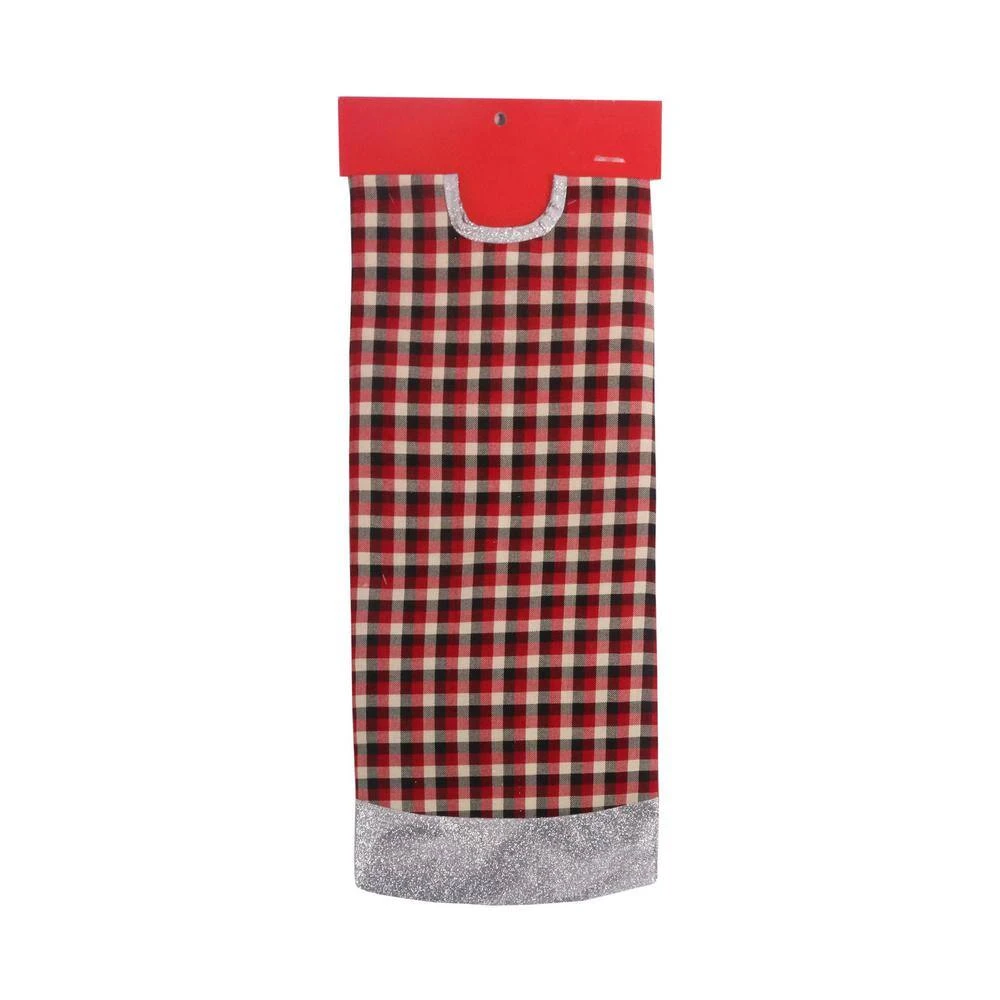 48 In. White Black And Red Plaid Christmas Tree Skirt 2 48 In. White Black And Red Plaid Christmas Tree Skirt - Image 2
