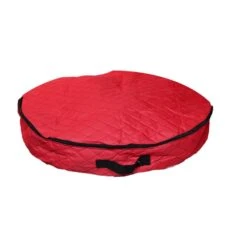 36 In. Premium Quilted Red Polyester Wreath Storage Bag