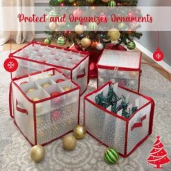 Ornament Organizer In Red (64-Count) -Northlight Shop simplify decoration storage 9002 red 1f 1000