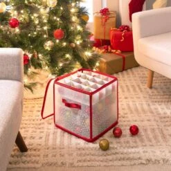 Ornament Organizer In Red (64-Count) -Northlight Shop simplify decoration storage 9002 red 76 1000