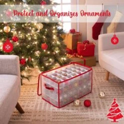 Red Nylon Ornament Organizer (112-Count) -Northlight Shop simplify decoration storage 9003 red 1f 1000
