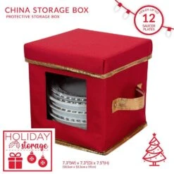 1.7 Gal. Holiday Saucer Plate Dinnerware Storage Box With 12 Felt Dividers 10 1.7 Gal. Holiday Saucer Plate Dinnerware Storage Box With 12 Felt Dividers -Northlight Shop simplify decoration storage 9052 c3 1000