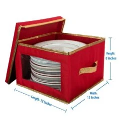 5.45 Gal. Holiday Dinner Plate Dinnerware Storage Box With 12 Felt Dividers 11 5.45 Gal. Holiday Dinner Plate Dinnerware Storage Box With 12 Felt Dividers -Northlight Shop simplify decoration storage 9053 44 1000