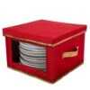 5.45 Gal. Holiday Dinner Plate Dinnerware Storage Box With 12 Felt Dividers