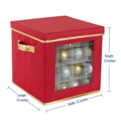 7.5 Gal. 64 Count Large Ornament Storage Box With See Through Window 9 7.5 Gal. 64 Count Large Ornament Storage Box With See Through Window -Northlight Shop simplify decoration storage 9069 red 44 1000