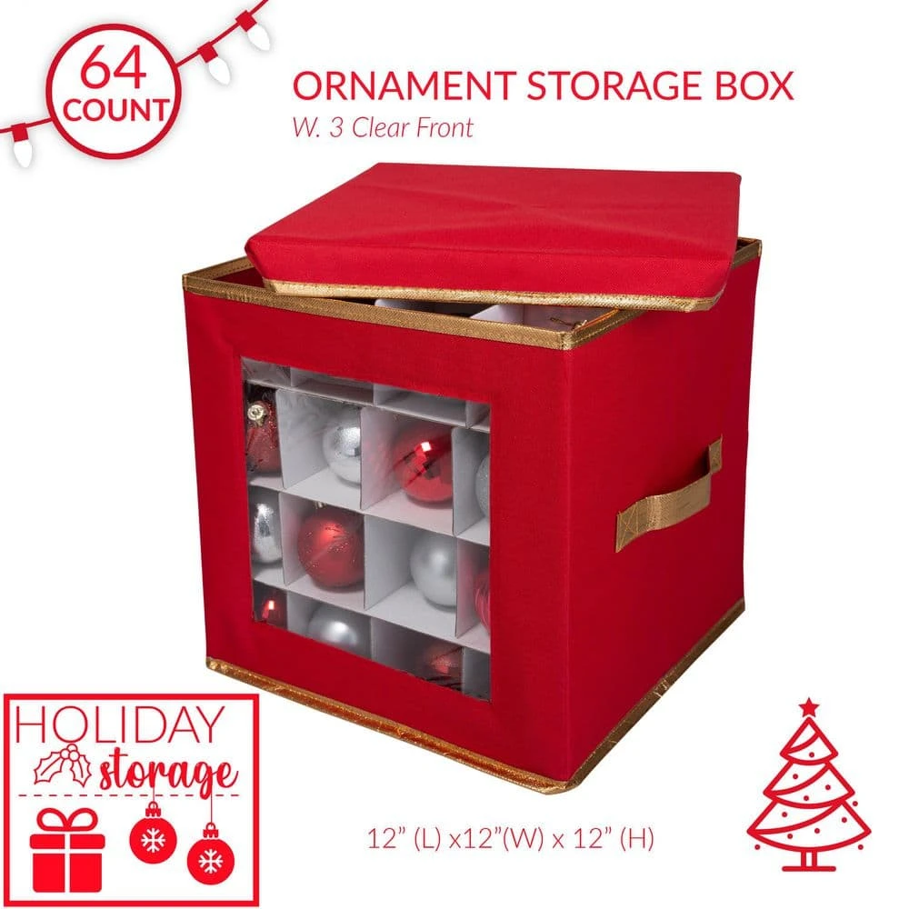 7.5 Gal. 64 Count Large Ornament Storage Box With See Through Window 2 7.5 Gal. 64 Count Large Ornament Storage Box With See Through Window - Image 2