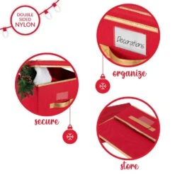 Holiday Polyester Christmas Storage Box In Red -Northlight Shop simplify decoration storage 9070 red 4f 1000