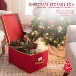 Holiday Polyester Christmas Jumbo Storage Box In Red -Northlight Shop simplify decoration storage 9071 red 1f 1000