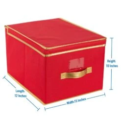 Holiday Polyester Christmas Jumbo Storage Box In Red -Northlight Shop simplify decoration storage 9071 red 44 1000