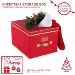 Holiday Polyester Christmas Jumbo Storage Box In Red -Northlight Shop simplify decoration storage 9071 red c3 1000
