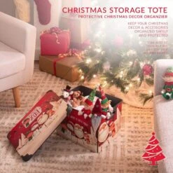Santa Clause Is Coming To Town Red Design Polypropylene Storage Tote Bin -Northlight Shop simplify decoration storage 9080 10 1f 1000