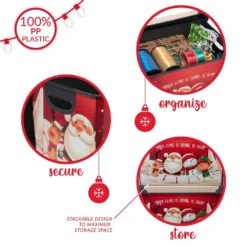 Santa Clause Is Coming To Town Red Design Polypropylene Storage Tote Bin -Northlight Shop simplify decoration storage 9080 10 4f 1000