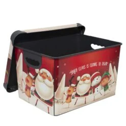 Santa Clause Is Coming To Town Red Design Polypropylene Storage Tote Bin -Northlight Shop simplify decoration storage 9080 10 66 1000
