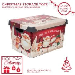 Santa Clause Is Coming To Town Red Design Polypropylene Storage Tote Bin -Northlight Shop simplify decoration storage 9080 10 c3 1000