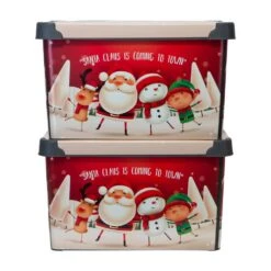 Santa Clause Is Coming To Town Red Design Polypropylene Storage Tote Bin -Northlight Shop simplify decoration storage 9080 10 fa 1000