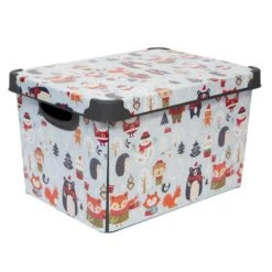 Woodland Winter Blue Design Polypropylene Storage Tote Bin