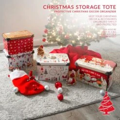 Santa's Elves Red Design Polypropylene Storage Tote Bin -Northlight Shop simplify decoration storage 9080 30 1f 1000