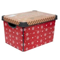 Santa's Elves Red Design Polypropylene Storage Tote Bin