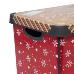 Santa's Elves Red Design Polypropylene Storage Tote Bin -Northlight Shop simplify decoration storage 9080 30 76 1000