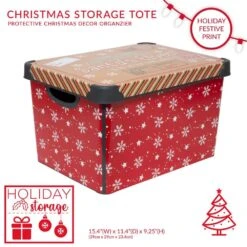 Santa's Elves Red Design Polypropylene Storage Tote Bin -Northlight Shop simplify decoration storage 9080 30 c3 1000