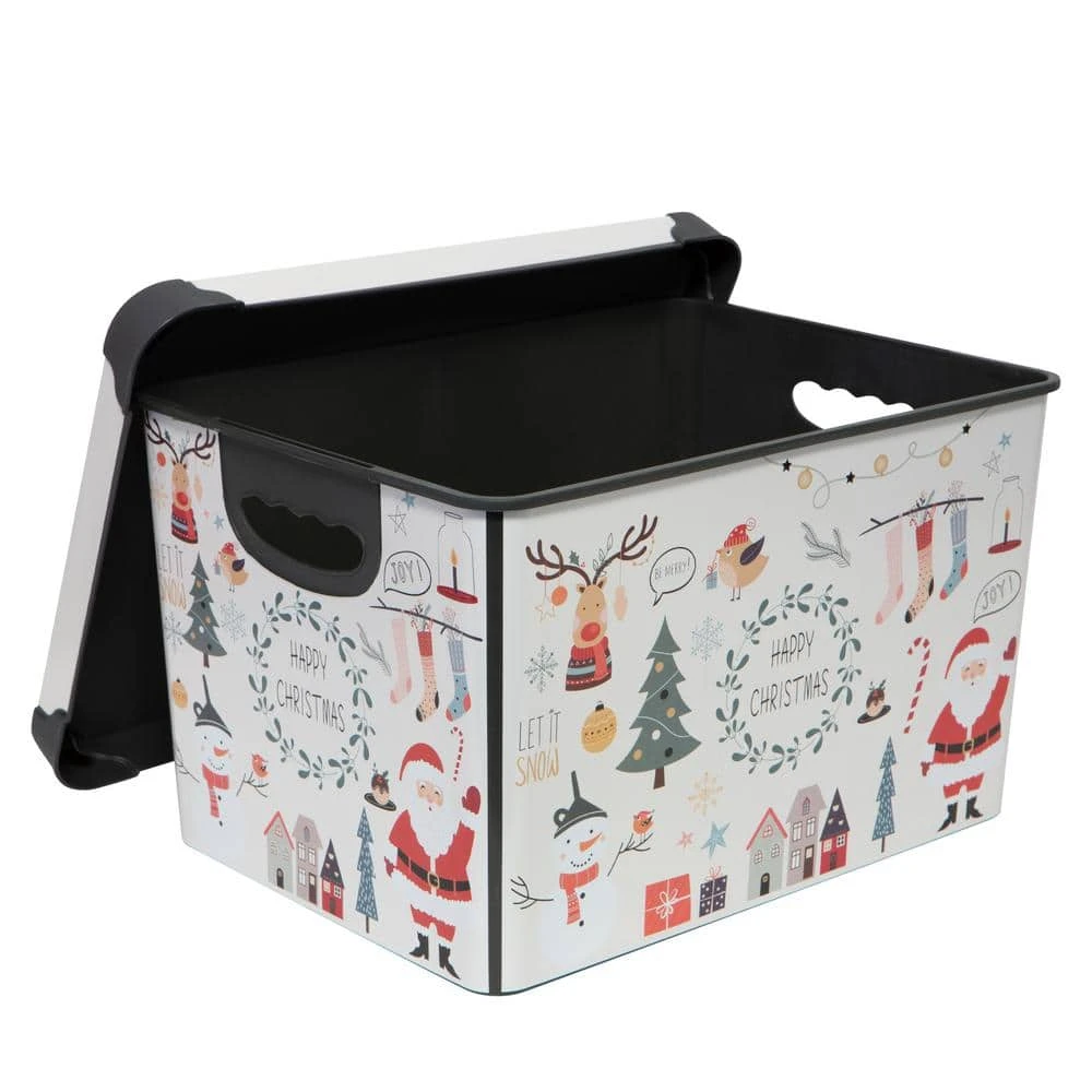 Happy Christmas Design Polypropylene Storage Tote Bin In White 2 Happy Christmas Design Polypropylene Storage Tote Bin In White - Image 2