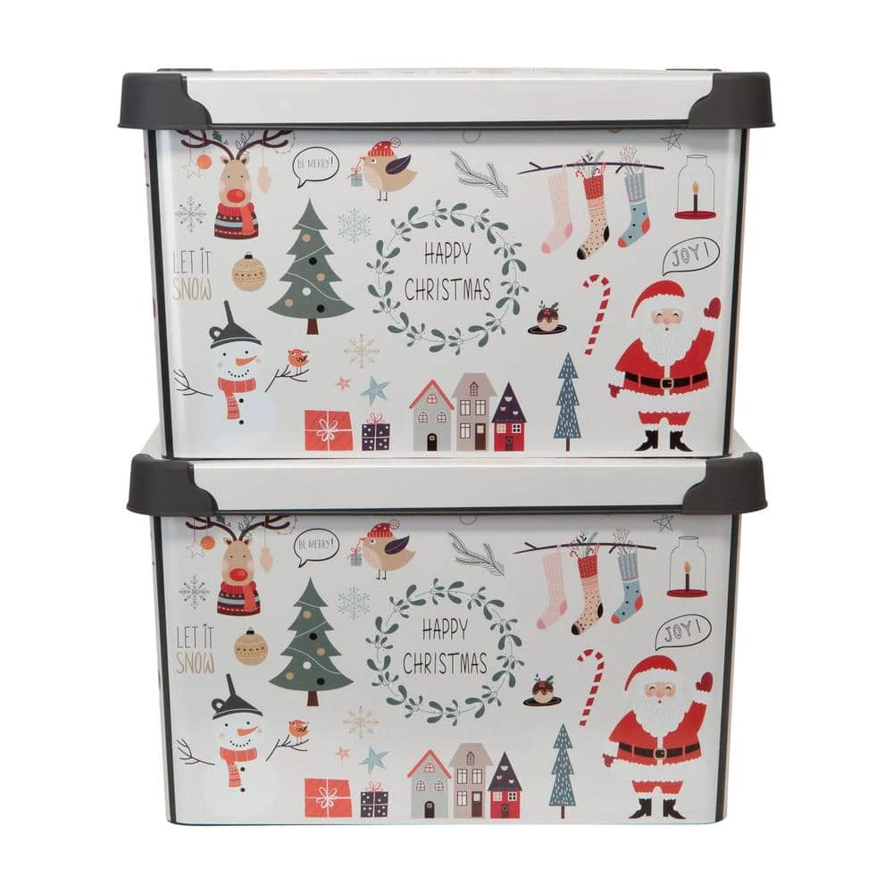 Happy Christmas Design Polypropylene Storage Tote Bin In White 7 Happy Christmas Design Polypropylene Storage Tote Bin In White - Image 7