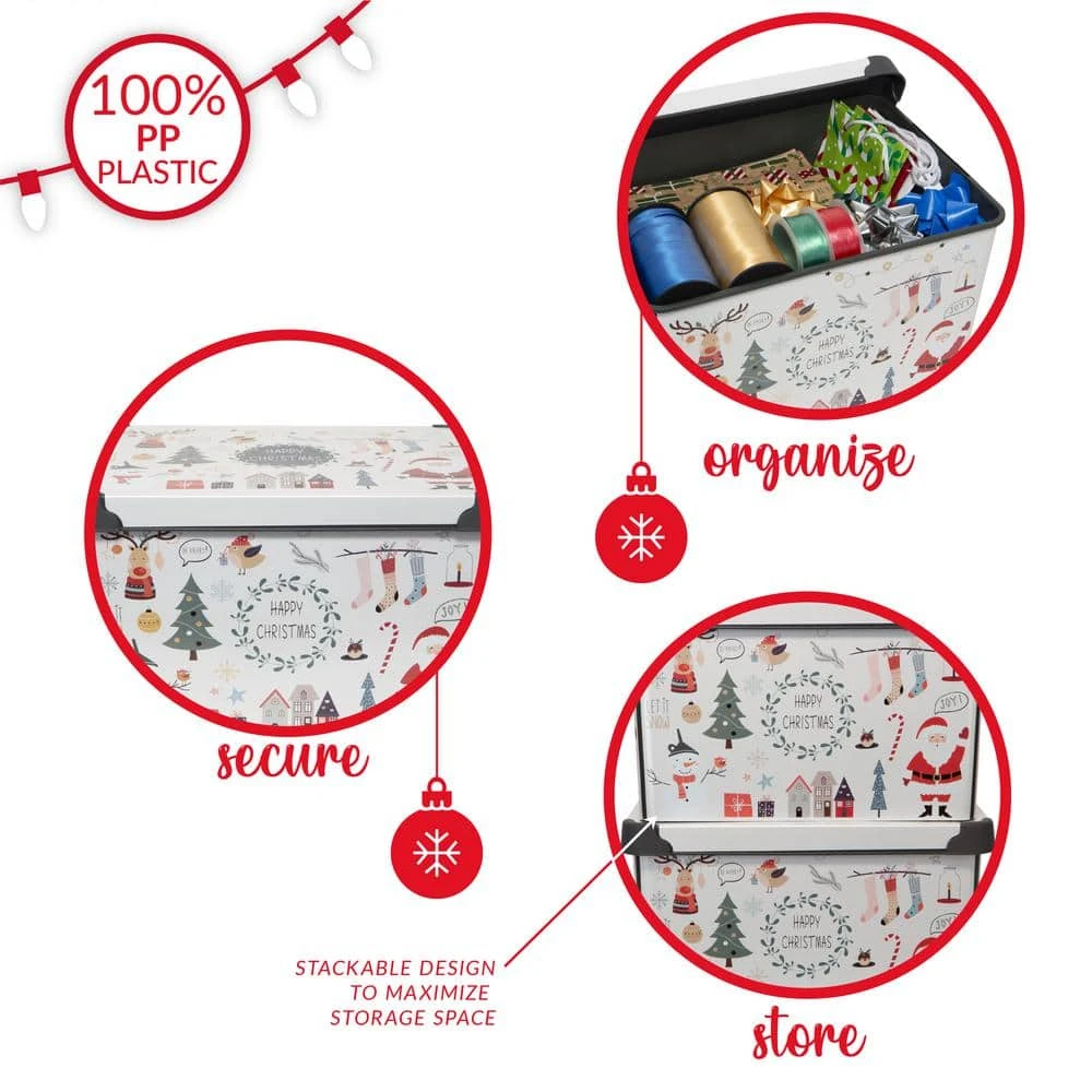 Happy Christmas Design Polypropylene Storage Tote Bin In White 5 Happy Christmas Design Polypropylene Storage Tote Bin In White - Image 5