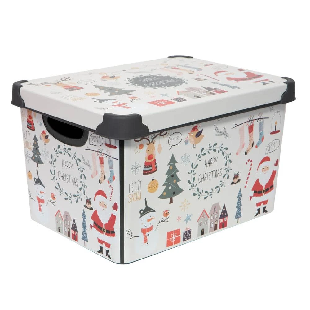 Happy Christmas Design Polypropylene Storage Tote Bin In White 1 Happy Christmas Design Polypropylene Storage Tote Bin In White
