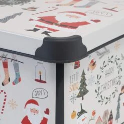 Happy Christmas Design Polypropylene Storage Tote Bin In White 11 Happy Christmas Design Polypropylene Storage Tote Bin In White -Northlight Shop simplify decoration storage 9080 40 66 1000