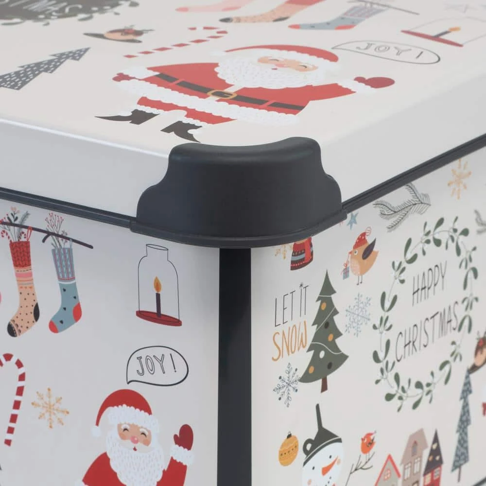 Happy Christmas Design Polypropylene Storage Tote Bin In White 3 Happy Christmas Design Polypropylene Storage Tote Bin In White - Image 3