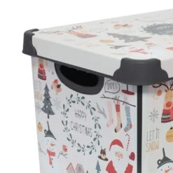 Happy Christmas Design Polypropylene Storage Tote Bin In White 17 Happy Christmas Design Polypropylene Storage Tote Bin In White -Northlight Shop simplify decoration storage 9080 40 76 1000