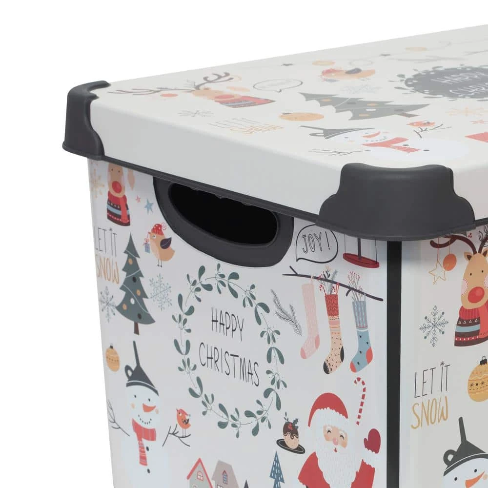 Happy Christmas Design Polypropylene Storage Tote Bin In White 9 Happy Christmas Design Polypropylene Storage Tote Bin In White - Image 9