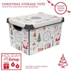 Happy Christmas Design Polypropylene Storage Tote Bin In White 12 Happy Christmas Design Polypropylene Storage Tote Bin In White -Northlight Shop simplify decoration storage 9080 40 c3 1000