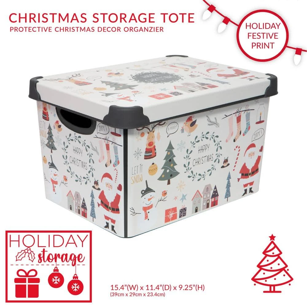 Happy Christmas Design Polypropylene Storage Tote Bin In White 4 Happy Christmas Design Polypropylene Storage Tote Bin In White - Image 4