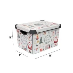 Happy Christmas Design Polypropylene Storage Tote Bin In White 16 Happy Christmas Design Polypropylene Storage Tote Bin In White -Northlight Shop simplify decoration storage 9080 40 fa 1000
