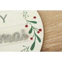 7.875 In. Merry Christmas Wood Wall Hanging Ornament With Wood Bead String Hanger -Northlight Shop single christmas ornaments uh329 1f 1000