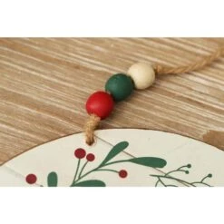 7.875 In. Merry Christmas Wood Wall Hanging Ornament With Wood Bead String Hanger -Northlight Shop single christmas ornaments uh329 4f 1000