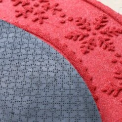 Waterhog Snowflake 35 In. Round PET Polyester Indoor Outdoor Tree Skirt Mat Solid Red -Northlight Shop solid red bungalow flooring christmas doormats 20677653535 66 1000