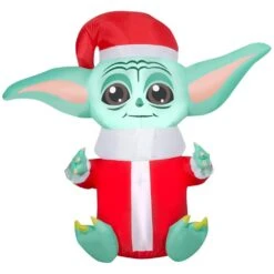 STAR WARS 4.6 Ft. Tall X 3.2 Ft. W Christmas Inflatable Airblown-Stylized Grogu In Santa Suit