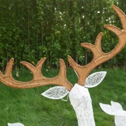 Outdoor Christmas Decoration 3-Piece 3D Reindeer Family Yard Decoration With Cool White LED Lights, White -Northlight Shop starfree christmas yard decorations hoxsod0102wht 4f 1000