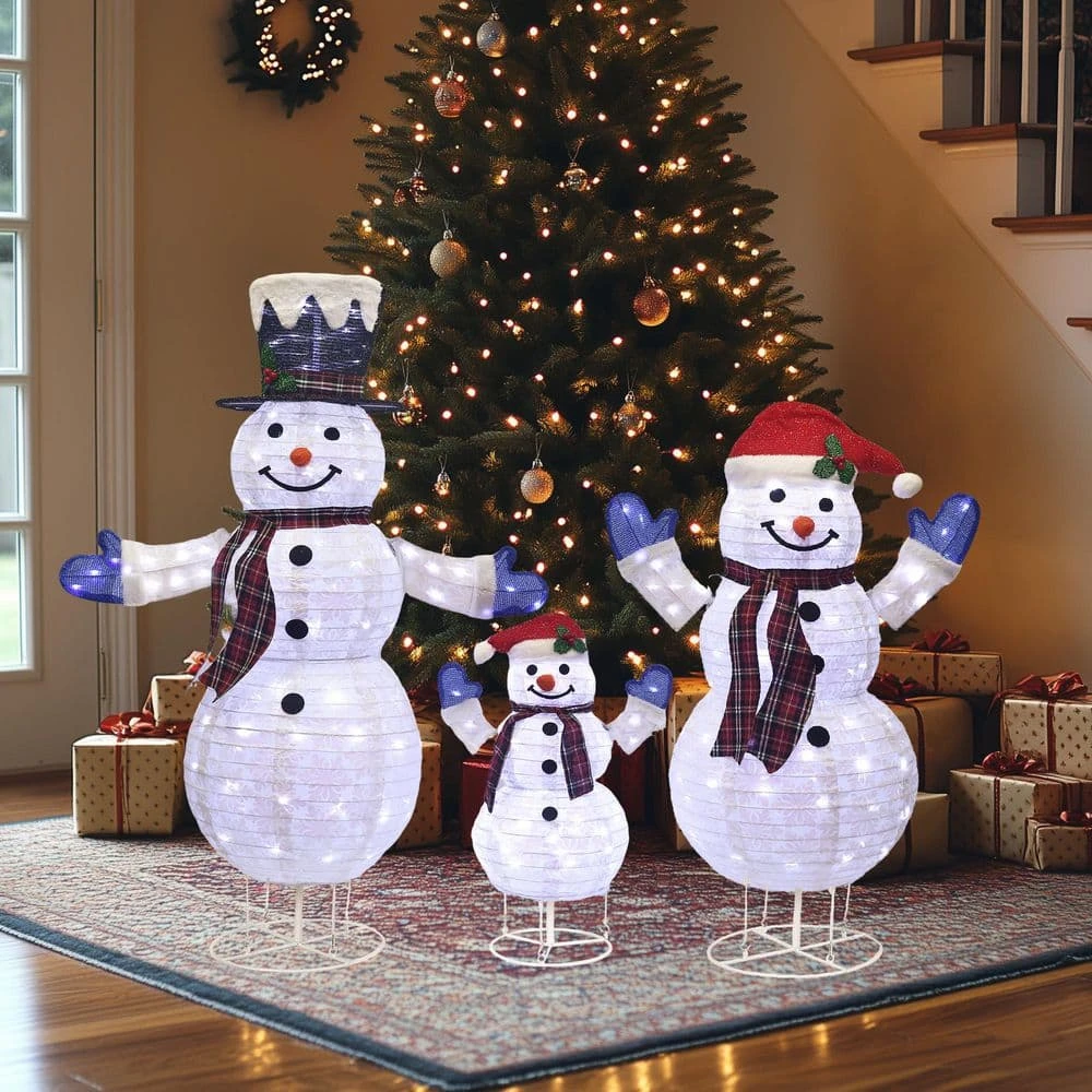 47.5 In. 3-Piece Outdoor Christmas Decoration Pop-Up Snowman Family Set With Cool White LEDs 11 47.5 In. 3-Piece Outdoor Christmas Decoration Pop-Up Snowman Family Set With Cool White LEDs - Image 11