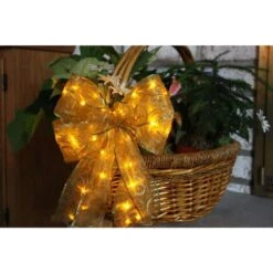 9 In. 36-Light Battery Operated LED Gold Everyday Bow -Northlight Shop starlite creations christmas tree ribbon eb04 y006 a1 31 1000